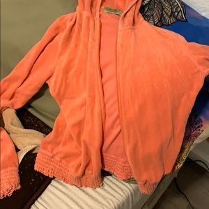 Juicy peach colored zip up